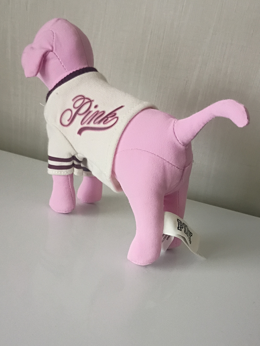 Victoria's Secret Iconic Pink Hound Plush PINK Logo Varsity Sweater Mini - Picture 7 of 11